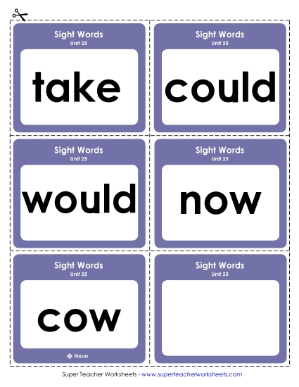Reading Practice Tools - Flashcards (Unit 25) (Printable PDF Worksheet)