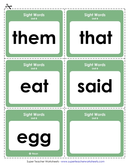 Reading Practice Tools - Flashcards (Unit 8) (Printable PDF Worksheet)