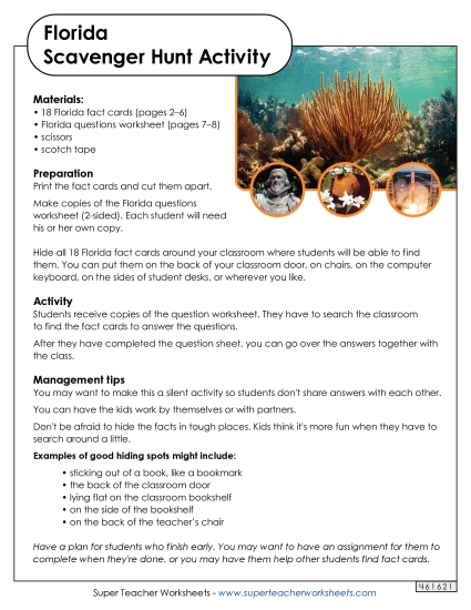 Scavenger Hunt - Florida Scavenger Hunt (Printable PDF Worksheet)