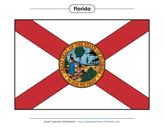 Flags & Seals - Florida State Flag (Full-Color Version) (Printable PDF Worksheet)