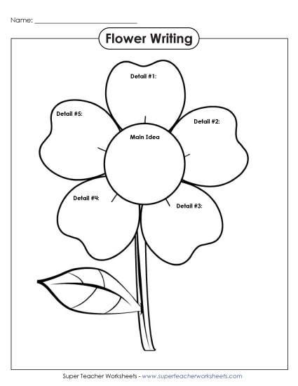 Main Idea Graphic Organizers - Flower Organizer (No Lines) (Printable PDF Worksheet)