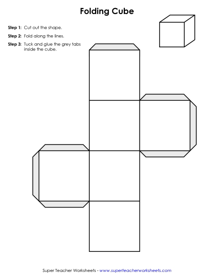 Foldable Solid Shapes (Nets) - Foldable Cube (Printable PDF Worksheet)