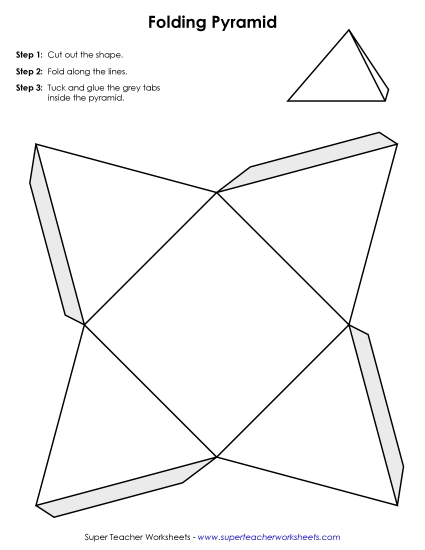 Foldable Solid Shapes (Nets) - Foldable Pyramid (Printable PDF Worksheet)