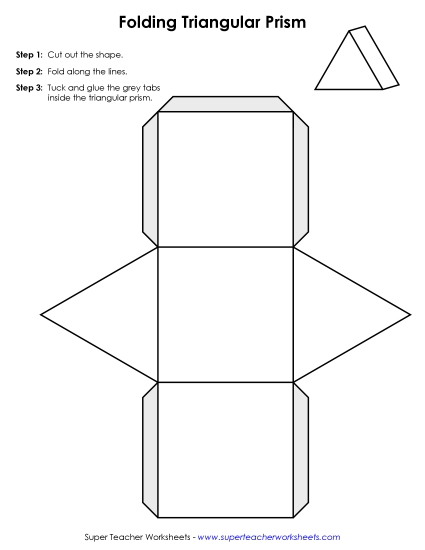 Foldable Solid Shapes (Nets) - Foldable Triangular Prism (Printable PDF Worksheet)