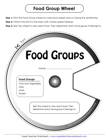 Food Groups - Food Group Wheel (Printable PDF Worksheet)