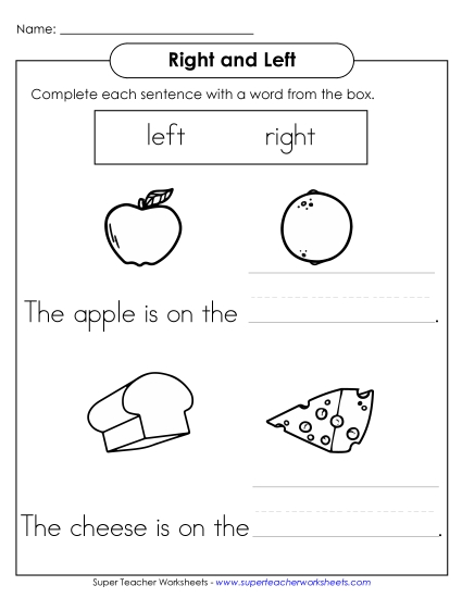Right or Left? - Food: Left and Right (Printable PDF Worksheet)