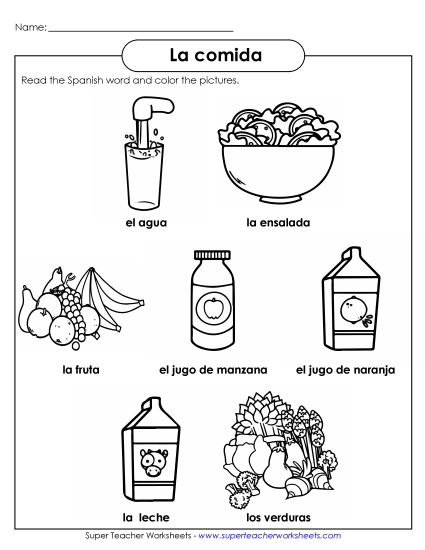 Foods  - Food Pictures 1 (Printable PDF Worksheet)