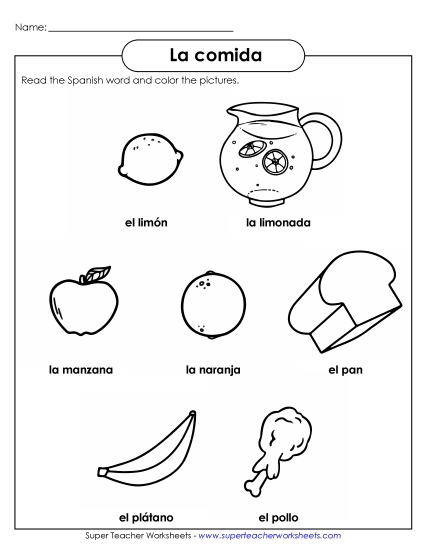 Foods  - Food Pictures 2 (Printable PDF Worksheet)