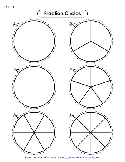 Manipulative Fraction Tools - Fraction Circles (without Fraction Labels) (Printable PDF Worksheet)