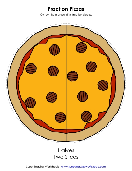 Manipulative Fraction Tools - Fraction Pizzas (Color) (Printable PDF Worksheet)