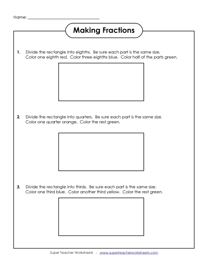Basic Fraction Worksheets - Fractions of Rectangles (Printable PDF Worksheet)