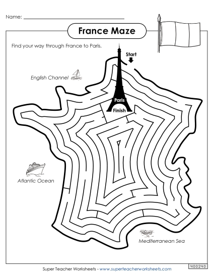 Puzzles - France Maze (Printable PDF Worksheet)