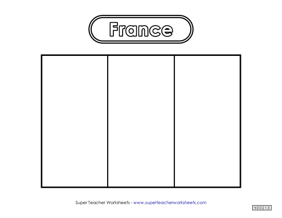 Flag - French Flag (Black & White) (Printable PDF Worksheet)