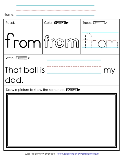 Individual Sight Words - From (Sight Word) (Printable PDF Worksheet)