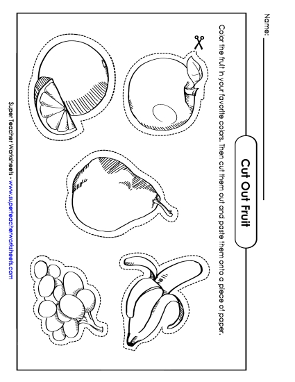 Cut Out Pictures (Small; Harder) - Fruit Pictures (Printable PDF Worksheet)
