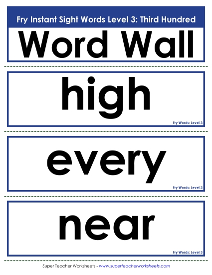 Fry Instant Sight Words - Fry: 3rd Hundred (Level 3) (Printable PDF Worksheet)