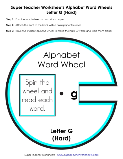 Word Wheel - G -&nbsp; Word Wheel (Hard G) (Printable PDF Worksheet)