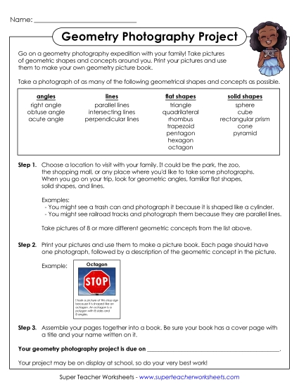 Identifying Shapes - Geometry Photography Project (Printable PDF Worksheet)
