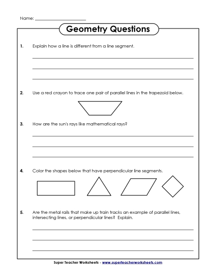 Geometry Thinking Questions (Printable PDF Worksheet)