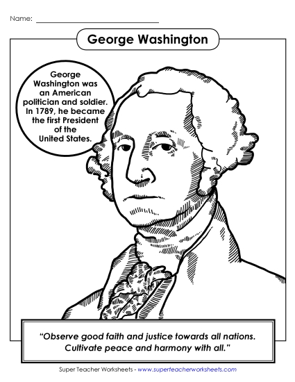 George Washington  (Printable PDF Worksheet)