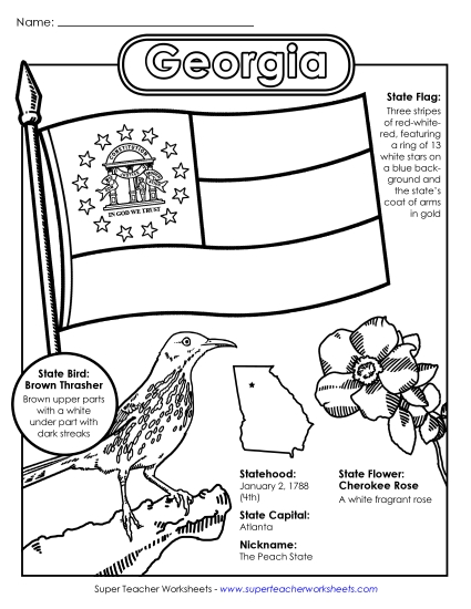 Symbols - Georgia State Symbols Coloring Page (Printable PDF Worksheet)