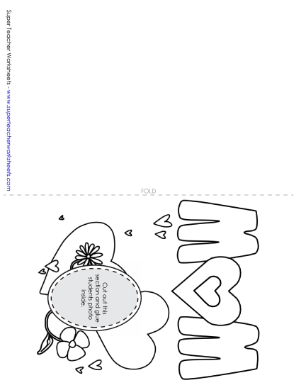 Cards for Moms - Glue-Your-Picture Card: Hearts (Printable PDF Worksheet)