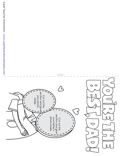 Cards for Fathers - Glue-Your-Picture Card: Hug (Printable PDF Worksheet)