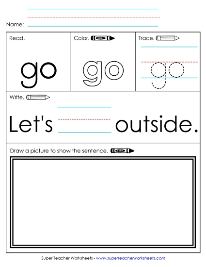 Individual Sight Words - Go (Sight Word) (Printable PDF Worksheet)