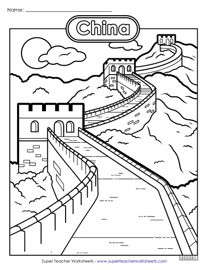 Coloring Pages - Great Wall of China Coloring Page (Printable PDF Worksheet)