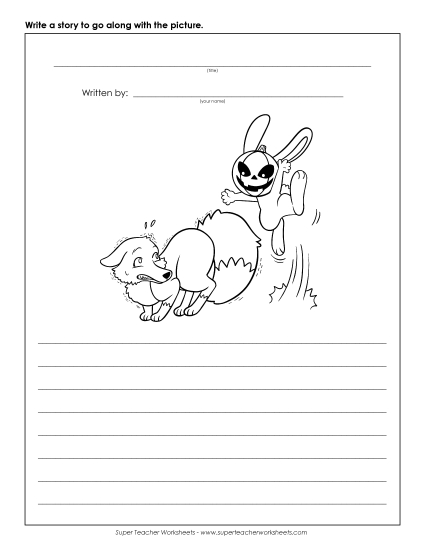 Holiday Story Pictures - Halloween - Pumpkin Dog (Printable PDF Worksheet)