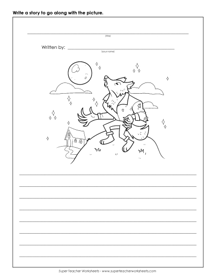 Holiday Story Pictures - Halloween - Werewolf (Printable PDF Worksheet)