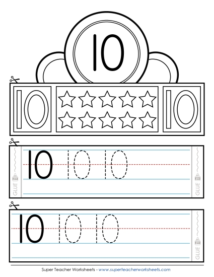 Number Ten - Hat: Number 10 (Printable PDF Worksheet)