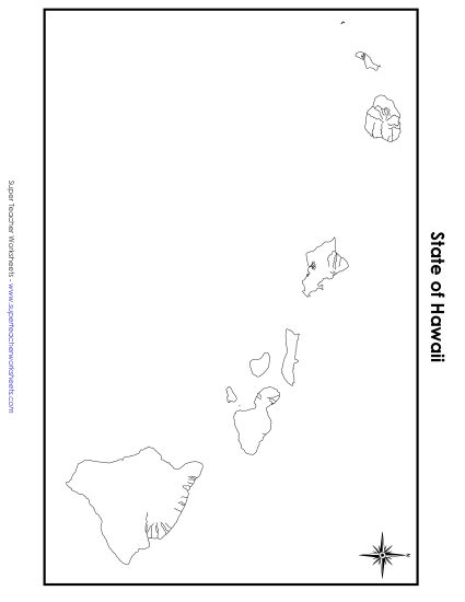 Maps - Hawaii: Blank Map (Printable PDF Worksheet)