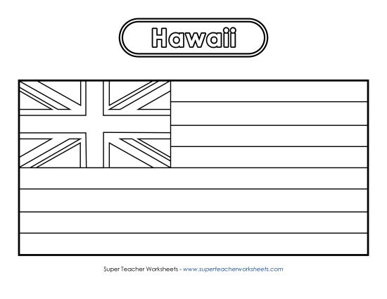 Flags & Seals - Hawaii Flag Coloring Page (Printable PDF Worksheet)
