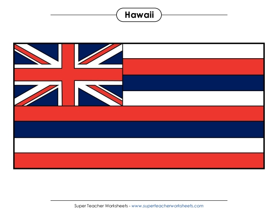 Flags & Seals - Hawaii State Flag (Full-Color Version) (Printable PDF Worksheet)
