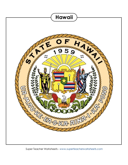 Flags & Seals - Hawaii State Seal (Full-Color Version) (Printable PDF Worksheet)