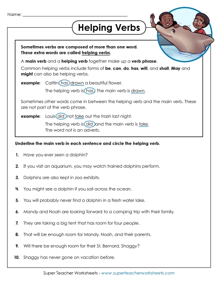 Helping Verbs - Helping Verbs - Advanced (Printable PDF Worksheet)