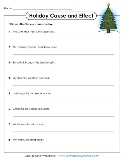 Holiday Cause & Effect 2 (Printable PDF Worksheet)