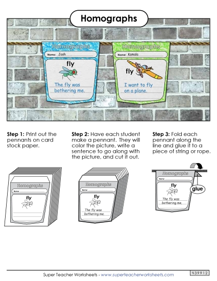 Cut-and-Glue Activities - Homographs Pennants (Printable PDF Worksheet)
