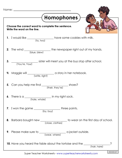 Mixed Homophones - Homophones 2 (Printable PDF Worksheet)