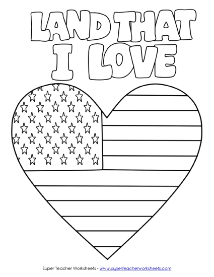 Coloring Pages - I Love America! (Printable PDF Worksheet)