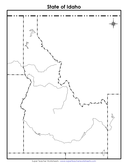 Maps - Idaho: Blank Map (Printable PDF Worksheet)