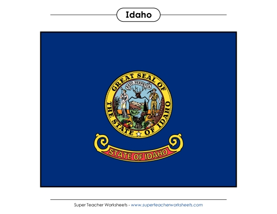 Flags & Seals - Idaho State Flag (Full-Color Version) (Printable PDF Worksheet)