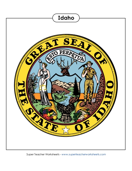 Flags & Seals - Idaho State Seal (Full-Color Version) (Printable PDF Worksheet)