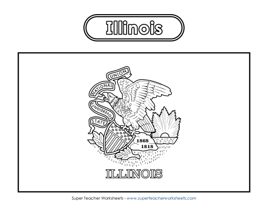 Flags & Seals - Illinois Flag Coloring Page (Printable PDF Worksheet)