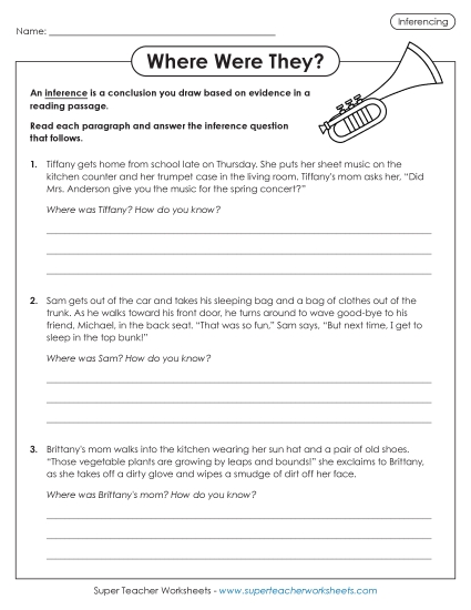 Inference: Where were they? (Printable PDF Worksheet)