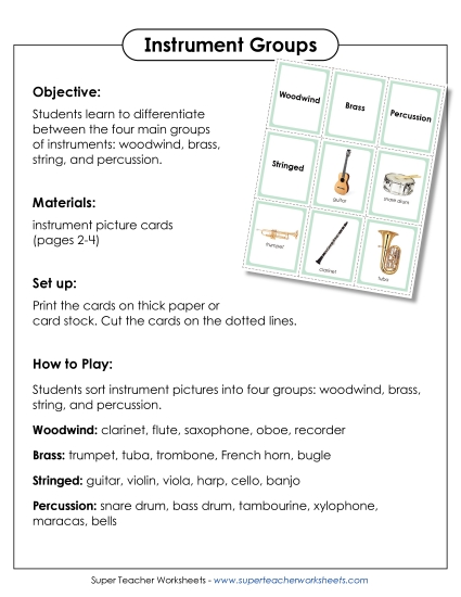 Instrument Groups - Instrument Group Sort (Printable PDF Worksheet)