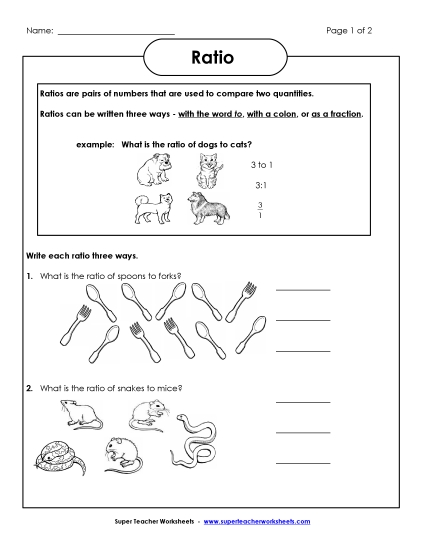 Introduction to Ratios (Pictures) (Printable PDF Worksheet)