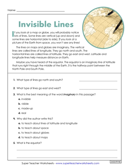 Short Passages - Invisible Lines (Printable PDF Worksheet)