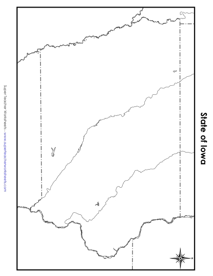 Maps - Iowa: Blank Map (Printable PDF Worksheet)